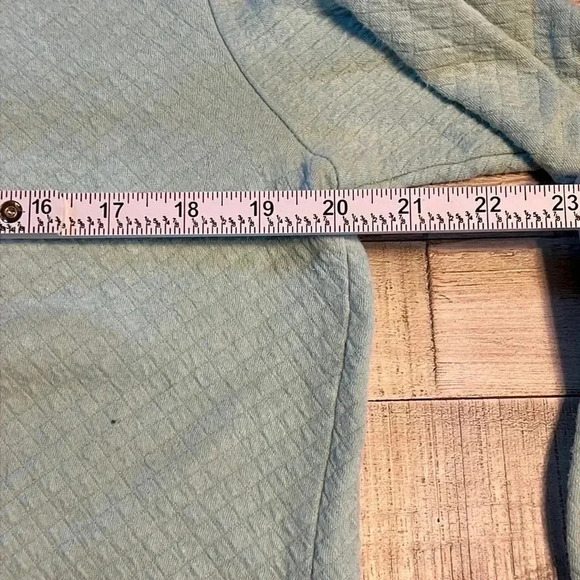 PUREJILL‎ Womens Top Shirt blouse tunic PM LONG SLEEVE 1 POCKET AQUA 1/4 button - Picture 6 of 6